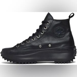 Converse Black Leather Platform Lug-Sole High-Top Sneakers